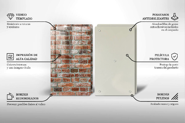 Induction hob cover Old bricks wall