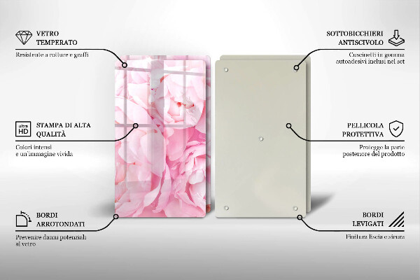 Kitchen worktop protector Delicate peonies