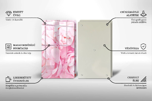 Kitchen worktop protector Delicate peonies