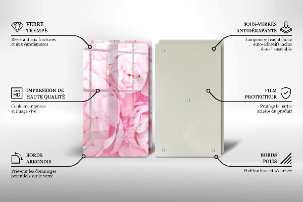 Kitchen worktop protector Delicate peonies