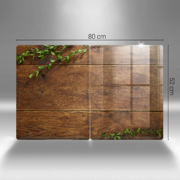 Induction hob cover Wooden boards and leaves