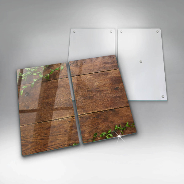 Induction hob cover Wooden boards and leaves