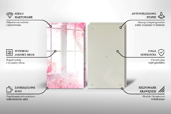 Induction hob cover Delicate background roses