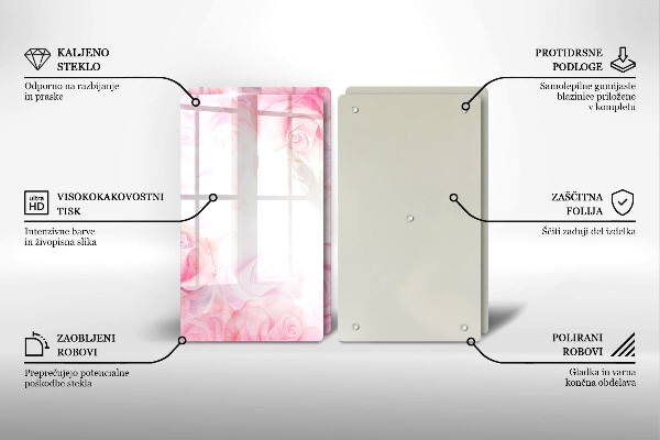Induction hob cover Delicate background roses