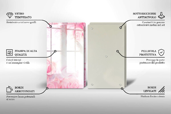 Induction hob cover Delicate background roses