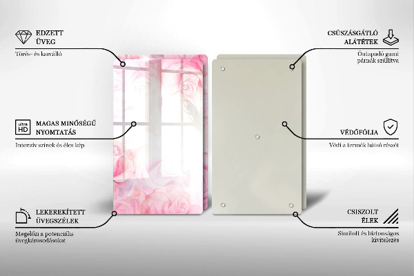 Induction hob cover Delicate background roses