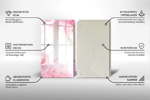 Induction hob cover Delicate background roses