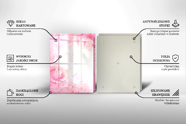 Induction hob cover Delicate background roses