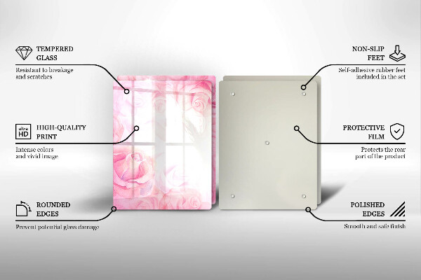 Induction hob cover Delicate background roses