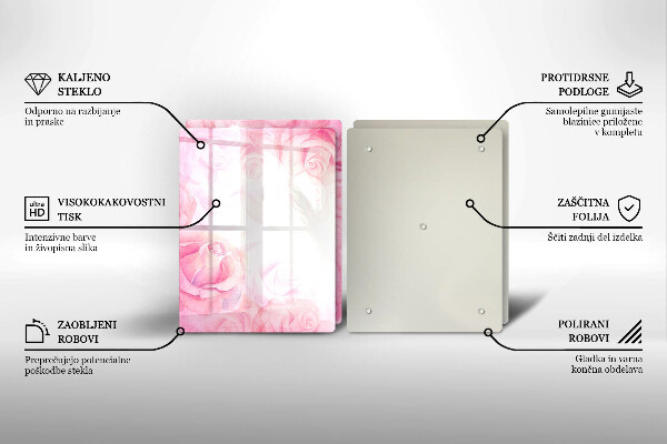 Induction hob cover Delicate background roses