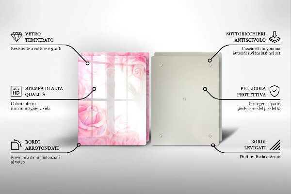 Induction hob cover Delicate background roses