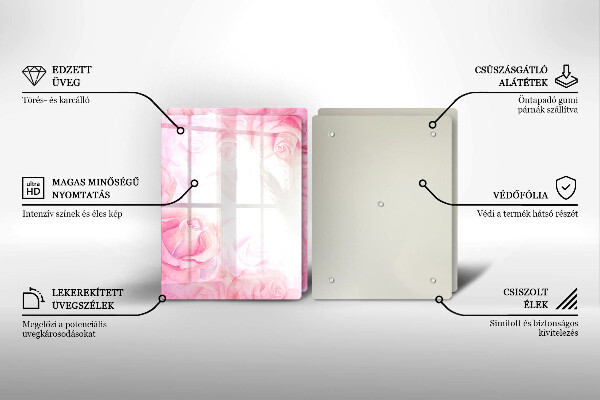 Induction hob cover Delicate background roses