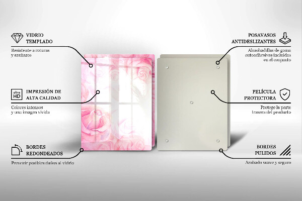 Induction hob cover Delicate background roses