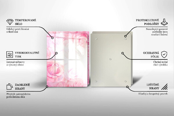 Induction hob cover Delicate background roses