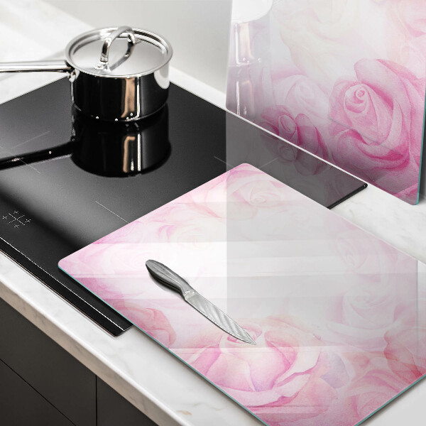 Induction hob cover Delicate background roses