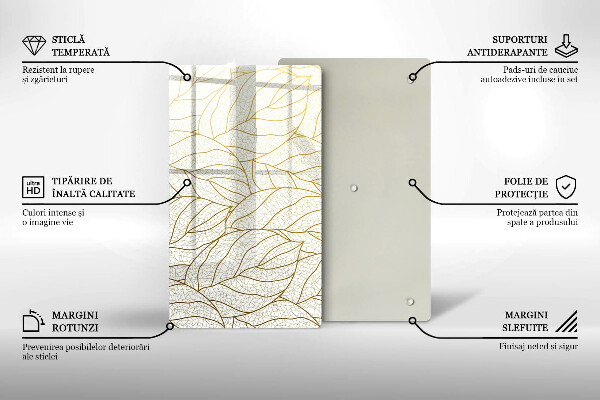 Induction hob protector Line-art leaves pattern