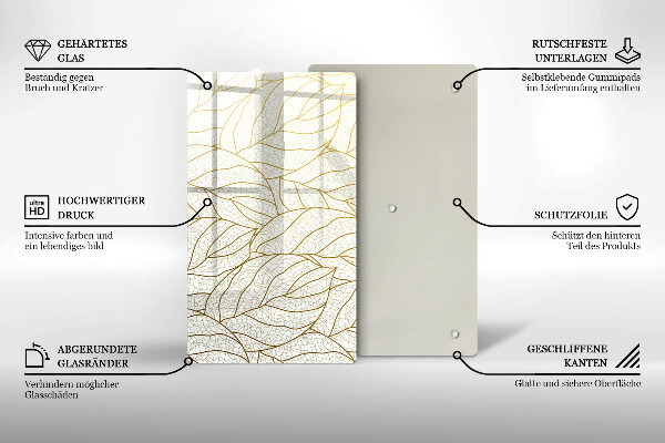 Induction hob protector Line-art leaves pattern