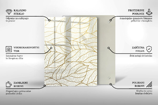 Induction hob protector Line-art leaves pattern