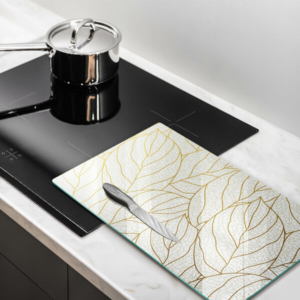 Induction hob protector Line-art leaves pattern
