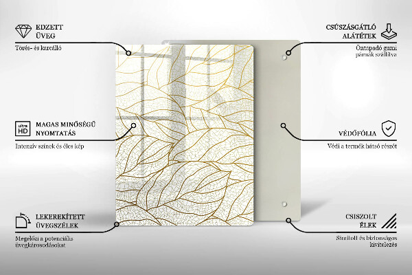 Induction hob protector Line-art leaves pattern