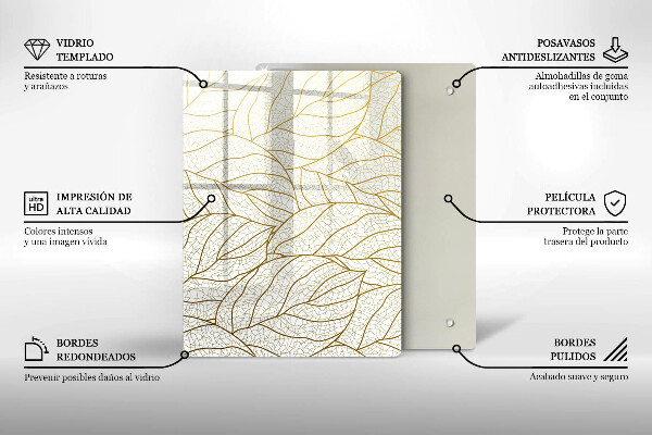 Induction hob protector Line-art leaves pattern