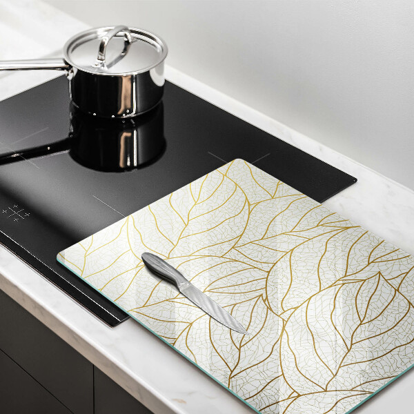 Induction hob protector Line-art leaves pattern