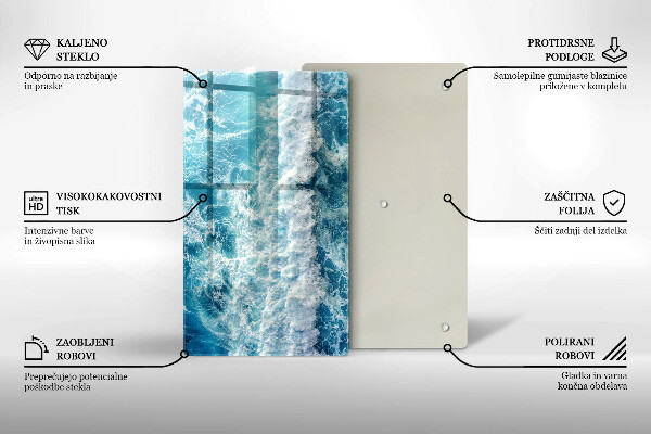 Induction hob protector Water sea waves
