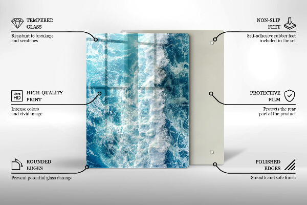 Induction hob protector Water sea waves