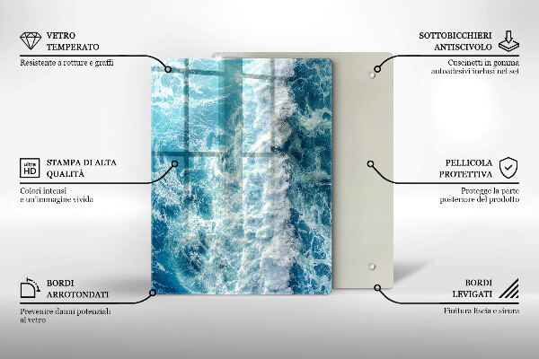 Induction hob protector Water sea waves