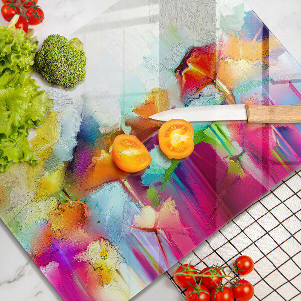 Induction hob protector Flowers painted with paints