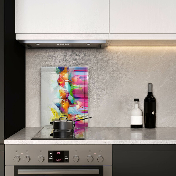 Induction hob protector Flowers painted with paints