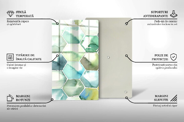 Induction hob protector Watercolor hexagons