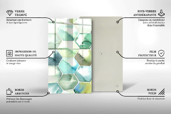 Induction hob protector Watercolor hexagons