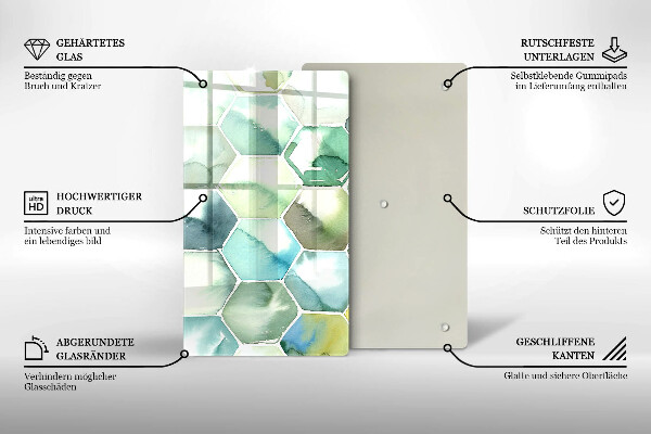 Induction hob protector Watercolor hexagons