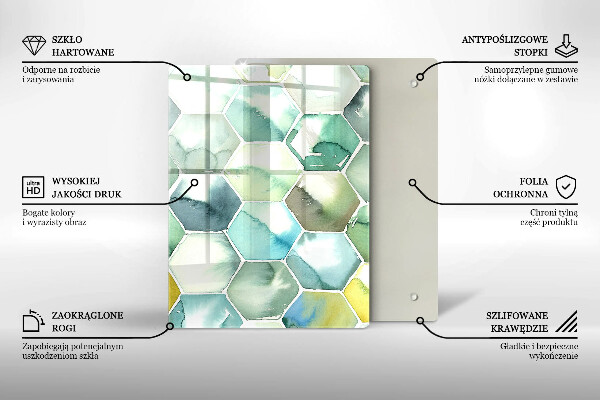 Induction hob protector Watercolor hexagons