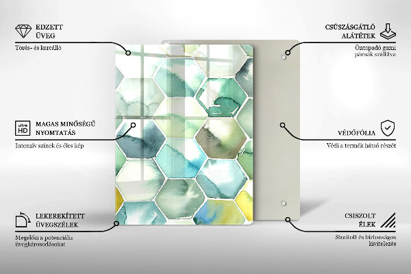 Induction hob protector Watercolor hexagons