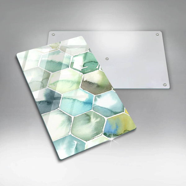 Induction hob protector Watercolor hexagons