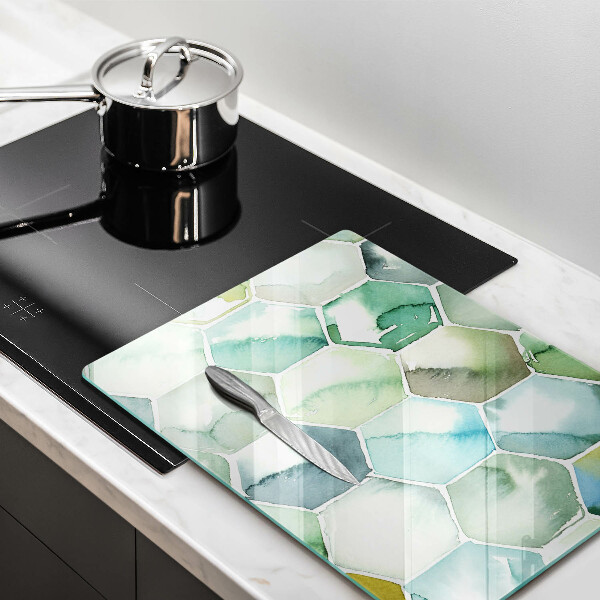 Induction hob protector Watercolor hexagons