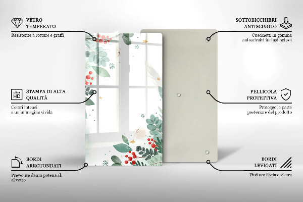 Induction hob protector Watercolors leaves