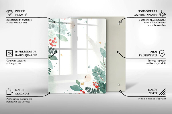 Induction hob protector Watercolors leaves