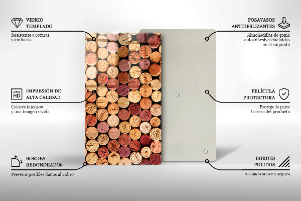 Induction hob protector Wine corks pattern