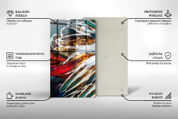 Induction hob protector Boho bird feathers