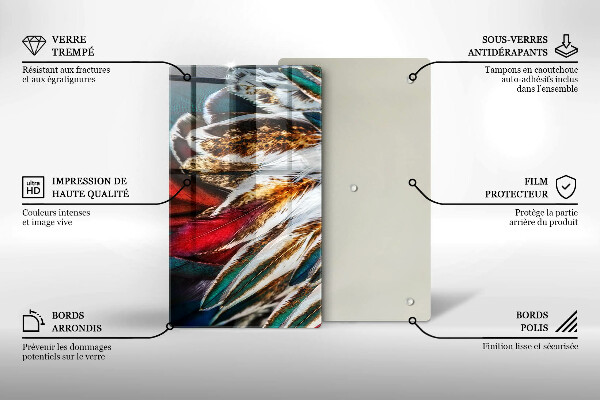 Induction hob protector Boho bird feathers