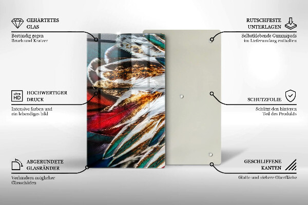 Induction hob protector Boho bird feathers