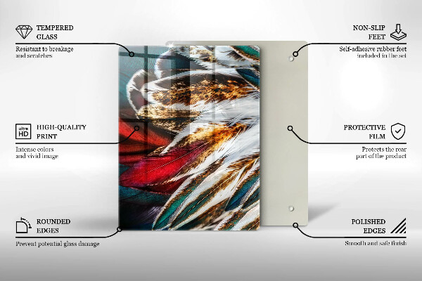 Induction hob protector Boho bird feathers