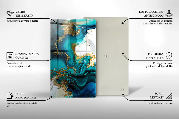 Induction hob protector Turquoise abstraction