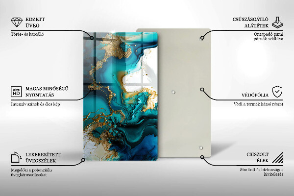 Induction hob protector Turquoise abstraction