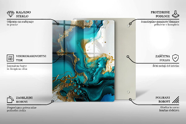 Induction hob protector Turquoise abstraction