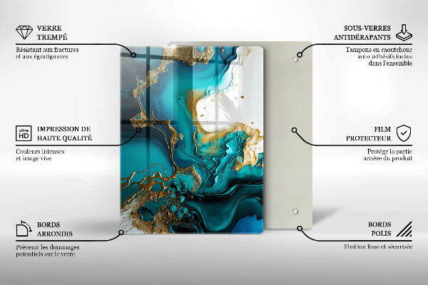 Induction hob protector Turquoise abstraction