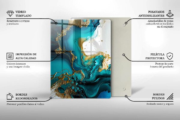 Induction hob protector Turquoise abstraction